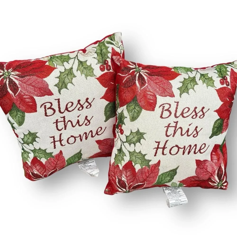 Set of Holiday Time Bless This Home 15 x 15 Accent Pillows - 2